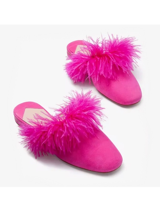 kate spade Shoes - Kate Spade Marabou Suede Feather Mules in Magenta Dahlia SZ 8.5 NWOB